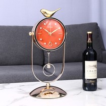 Nordic light luxury pendulum clock living room clock home decoration ornaments desktop clock desktop modern bird creative clock