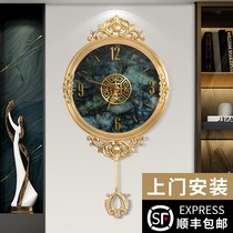 European pure copper wall clock light luxury American home living room decoration creative Chinese style atmosphere fashion wall watch wall clock
