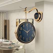 European double-sided wall clock enamel color light luxury atmospheric clock living room Fashion Home personality creative wall quartz clock