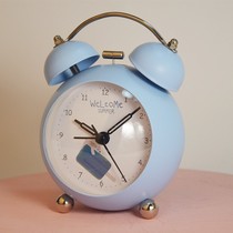 New hipster wake-up alarm clock Japanese simple metal bell snooze smart clock mute student gift alarm