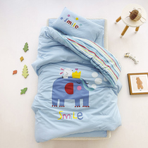 A Class A pure cotton kindergarten quilt three - piece set of children six - piece nap bedding boys enter the garden with core blue