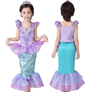美人鱼公主裙女童夏装儿童表演出服装人鱼公主舞蹈裙子外贸连衣裙