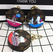 New L Home Christmas Family Package Accessories Round Old Flowers Cartoon Zero Wallet Mini Coin Bag Pendant Key Buckle