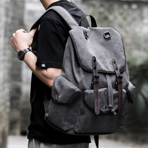 New retro canvas backpack mens trend youth schoolbag casual simple travel computer with cover backpack