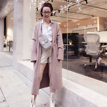 Bug dry rose fixed dye special yarn soft waxy Q elastic large cashmere knitted cardigan