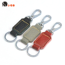 Small Round Elephant Head Layer Bull Leather Key Button Male And Female Lock Spoon Chain Car Keyring Key Pendant