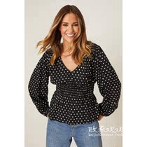 British 09 11 famous DP womens new autumn fashion polka dot waist all-match shirt