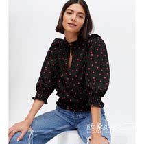 UK 09 07 NL 2021 new autumn dress stand collar foreign gas bubble sleeve wave dot shirt