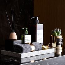 Simple bathroom jewelry decoration display Photo combination set Marble towel Terrazzo plate Model room