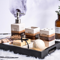 Model room aromatherapy bathroom combination set paint black wood tray bathroom cabinet countertop ornaments