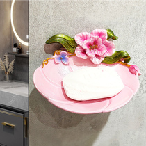 European wall-mounted soap box bathroom non-perforated art soap box toilet nail-free drain soap rack