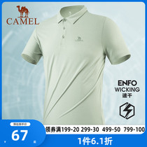 Camel mens clothing polo shirt short sleeve spring summer slim fit sports speed dry blouse turtlenecks loose casual pure color t-shirt