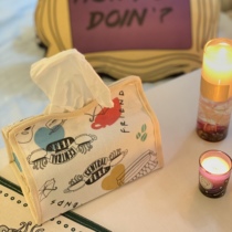 Old Friend Notes Perimeter Minimalist Cotton Linen Tissue Box Hanging Cloth Art Paper Towel Set American Tissue Cover