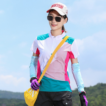 Outdoor color-dressing quick clothes womens short sleeve T-shirt quick-drying clothes elastic sports sweat absorption breathable mountaineering long sleeve T-shirt spring and summer