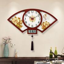 New Chinese Living room hanging bell hanging wall quartz clock Creative fashion Home Free to punch China Wind clock Atmospheric clock