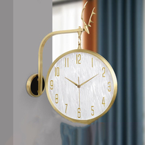 Pure copper high-end double-sided wall clock living room home fashion atmosphere two-sided clock European light luxury Wall double-faced clock