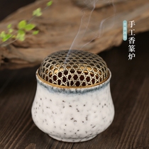 Antique ceramic incense burner Agarwood incense burner Hand stove Zen incense seal incense burner Household plate incense burner Small sandalwood stove