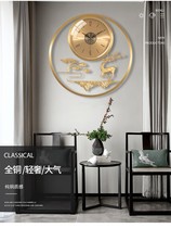 New Chinese pure copper hanging bell living room modern light extravagant net red clock muted fashion atmosphere full copper quartz clock hanging wall