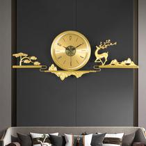 Chinese-style copper clock wall clock living room home fashion clock Wall modern light luxury living room table Villa quartz clock