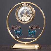 Painted Fulu copper new Chinese clock high-end clock living room decoration sitting clock home desktop clock desktop clock