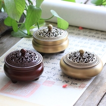 Large antique copper incense burner Pure copper three-legged Xuande furnace Sandalwood furnace Incense burner Household plate incense burner Worship line incense burner