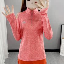 Thin velvet instant clothes women long sleeves autumn and winter plus velvet outdoor New 2021 elastic sports breathable bottoming quick-drying T-shirt
