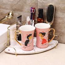 Washing ceramic cup simple Cup toothbrush storage dental box cute household set tooth cylinder couple brush Cup