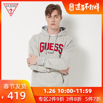 Guess men's solid letter logo hooded pullover sweater-m93q34k8s50