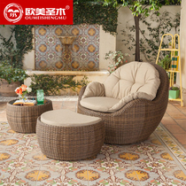 Balcony Table And Chairs Three Sets Casual Outdoor Furniture Rattan Chair Sofa Tea Table Combined Terrace Patio Sloth rattan deckchair