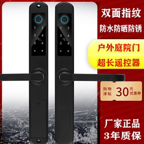 Broken Bridge aluminum double-sided fingerprint lock outdoor waterproof stainless steel courtyard door intelligent remote control electronic code lock