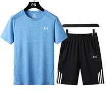 UA sports suit summer running training loose size quick-drying clothes mens and womens short sleeve T-shirt Anma two-piece set