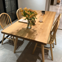 Modern minimalist dining table small apartment rectangular table wood color 4 people Nordic solid wood dining table and chair combination