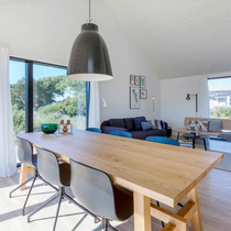 Pure solid wood dining table and chair combination home Nordic solid wood dining table rectangular table ash wood table logs