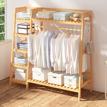 Household floor-to-ceiling solid wood hanger bedroom Net red ins Wind small hanger easy storage multi-layer shelf