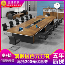 New office furniture large conference table long table simple modern desk conference room table and chair combination round corner