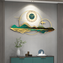 Chinese clock and clock living room modern simple atmospheric Art decorative clock Wall mute movement with light