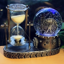 Mi Guo creative snowflake crystal ball music box birthday gift girl walking heart small gift light retro hourglass