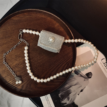  Fanny pack Womens summer ins chain Pearl belt accessories rhinestone small bag packaging decoration with dress waist chain bag