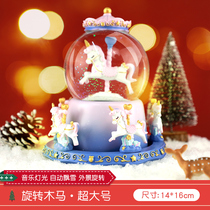 Christmas gift crystal ball Santa Claus tree music box snow send children birthday boy girl Music Box
