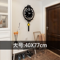 Creative Chinese timepiece hanging clock Living room Modern minimalist Living room Decorated home with Chinese wind clock muted quartz clock