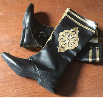 Dance boots multi-dance soft bottom folk dance boots for men and women dance shoes half leather 1cm low heel zipper lace