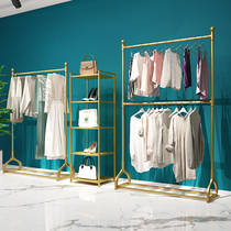 Clothing display golden men and womens clothing store bedroom floor-mounted double lifting childrens clothing shop hanger sub-