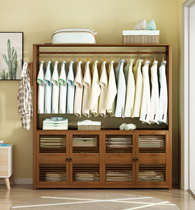 Simple modern bedroom rod type Nanzhu hanger Space-saving coat rack Floor space economical clothes rack