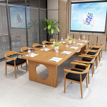 Brief Modern Solid Wood Meeting Table American Desk Retro Long Strip Table Large Negotiate Reception Table And Chairs Combination