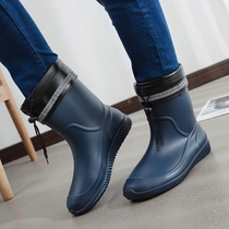 Rain shoes fashion mid-tube autumn and winter non-slip mens shoes fishing car wash water boots waterproof rubber shoes mens rain boots