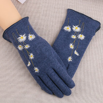 Gloves women's winter and autumn plus velvet padded fashion driving cold-proof warm touch screen sheep tweed gloves