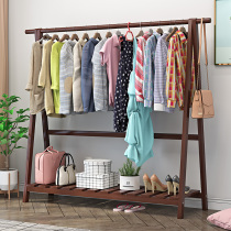Solid Wood multifunctional hanger student floor drying rack bedroom balcony hanging hanger vertical thickened coat rack