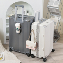 Big Meow luggage trend aluminum frame zipper luggage womens fashion trolley case mens travel box with cup holder universal wheel