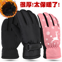 Winter men and women padded plus velvet windproof riding warm waterproof touch screen warm motorcycle cotton gloves autumn and winter