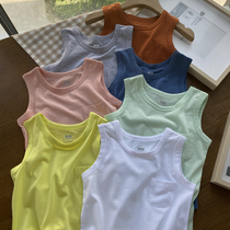 Big factory craft * thin soft and comfortable water cotton childrens vest 100-160 boy baby solid color coat summer